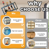 HAOWANJP Curio Display Cabinet 5-Tier Storage Shelves with Acrylic Door, Collectibles Toy Organizers Rack & Display Shelf, Kids Bookshelf and Bookcase for Playroom, Bedroom (Brown-Flip) HAOWANJP