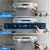 AMZCHEF Under Cabinet Range Hood 30 Inch, 700CFM Stainless Steel Kitchen Stove Vent Hood 3 Speed Exhaust Fan Touch/Remote/Gesture Control LED lights Time Setting Dishwasher-Safe Baffle Filters AMZCHEF
