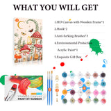Framed Paint by Numbers Kit for Adults Beginner & Kids Ages 8-12, Moon Mushroom Forest Paint by Number with Frame, Easy Acrylic Butterfly Painting by Numbers Kit on Canvas 8x12 inch Fountor