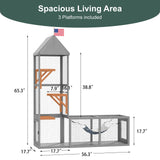 TIMHAKA Catio Outdoor Cat Enclosure with Tunnel, 2 in 1 Outside Pet Playground Include 1 Catio and 1 Tunnel, Cat Enclosure with Cats Hammock and Waterproof Cover, Indoor Outdoor Cats Cage with 2 Door TIMHAKA