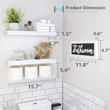 QEEIG ‎Bathroom Shelves Over Toilet Paper Storage Wall Mounted Farmhouse Decor Decorations Aesthetic Décor Sign Small Floating Wall Shelf 2+1 Set 16 inch, White (020WW) QEEIG