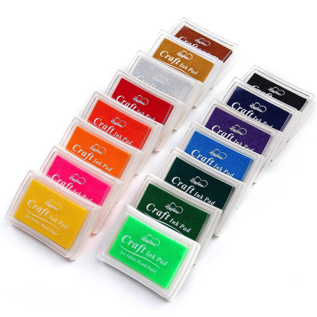 Lsushine Craft Ink Pad Stamps Partner DIY Color,15 Color Craft Ink Pad for Stamps, Paper, Wood Fabric (Pack of 15) Lsushine