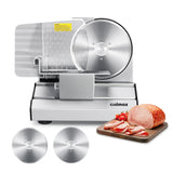 CUSIMAX Electric Meat Slicer for Home,Two 7.5''Stainless Steel Blades,1-20mm Adjustable Thickness,Easy to Cut Various Foods,Removable Food Carriage for Easy Cleaning CUSIMAX
