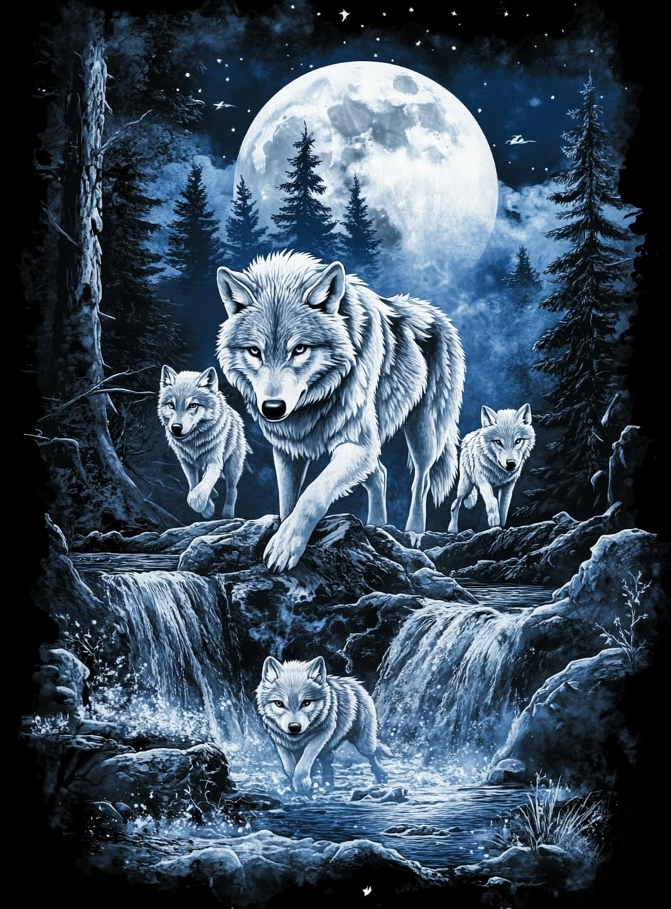 Milila Diamond Art Kits for Adults Full Drill Round Diamond Painting Kits for Beginners Craft Kits for Home Wall Decor Gifts 11.8x15.7inch(Wolves) Milila