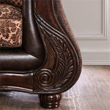 Furniture of America Eduard Traditional Faux Leather Cushioned Sofa in Brown Furniture of America