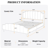 SHA CERLIN Upholstered Queen Size Bed Frame with Modern Curved Velvet Wingback Headboard, Heavy Duty Wood Platform Bed with Strong Wood Slat Support, No Box Spring Needed, Pink SHA CERLIN