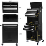 6 Drawer Rolling Tool Chest,Black Large Tall Tool Box with Wheels,Lockable Stand up Toolbox,Metal Garage Tool Cabinets Organizer,Rolling Tool Cart for Workshop Garvee