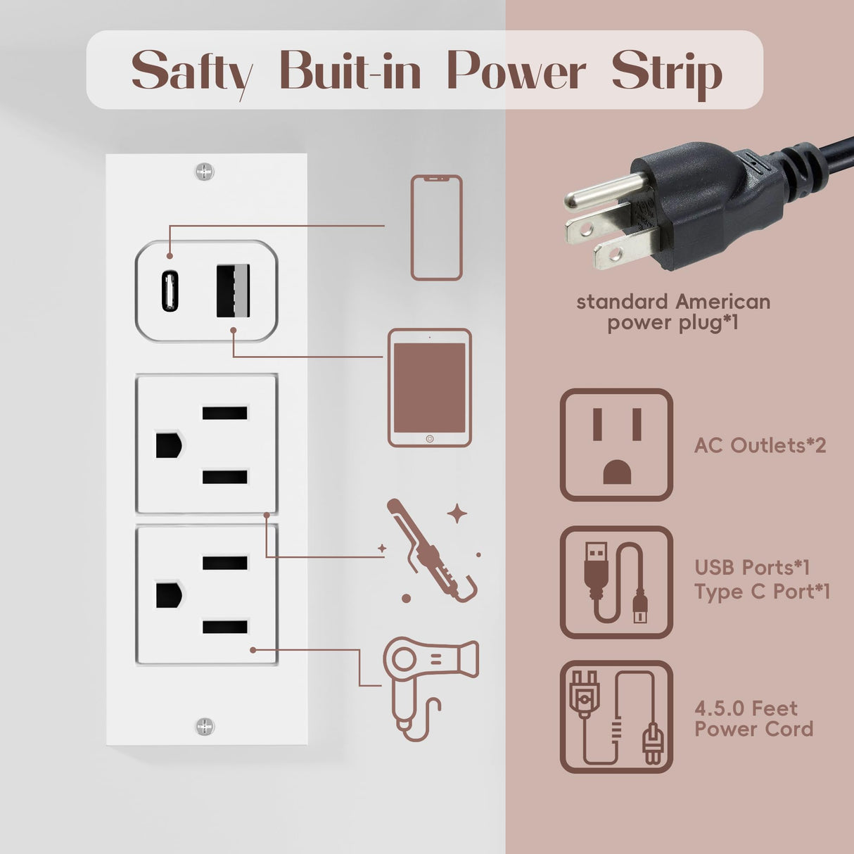 YESHOMY Vanity Desk with Mirror, Power Outlet and 10 Lights, Makeup Table with 7 Drawers, 3 Color Modes Available for Bedroom, Light White YESHOMY
