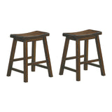 Lexicon Finnian Saddle Wood Dining Stool (Set of 2), 17.5" SH, Distressed Cherry Lexicon