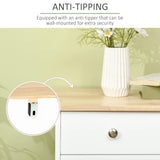 HOMCOM Sideboard with Solid Wood Countertop, Modern Kitchen Storage Cabinet, Coffee Bar Cabinet with 3 Drawers, Doors and Adjustable Shelf, White HOMCOM