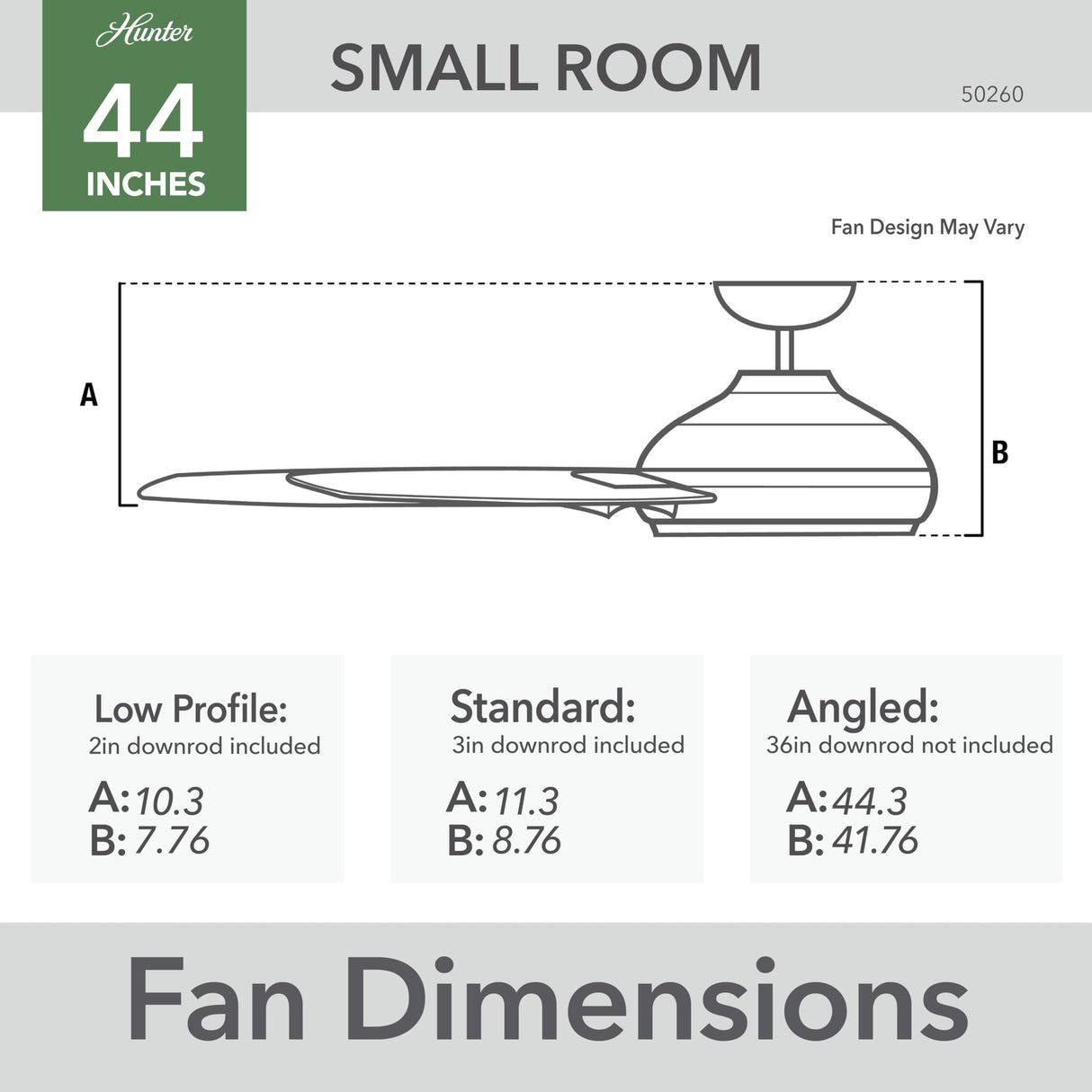 HUNTER 50260 Cassius Outdoor Ceiling Fan with Pull Chain, 44", Matte Black Finish Hunter