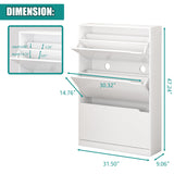Shoe Storage Cabinet for Entryway with 3 Flip Drawers, Sturdy Wood Hidden Shoe Storage, Freestanding Narrow Slim Shoe Organizer for Front Door Entrance, Living Room, Hallway, Bedroom, White Xixini