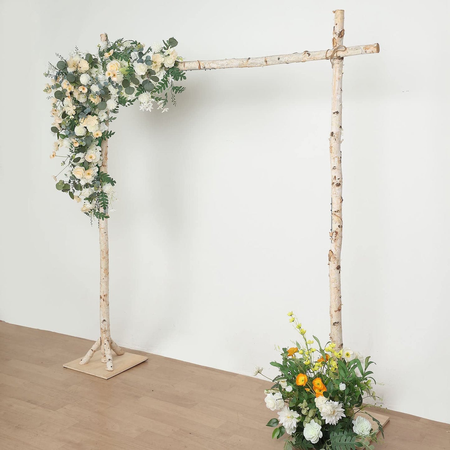 Efavormart 7.5ft Natural Birch Wood Square Wedding Arch, Rustic Arbor Photography Backdrop Stand - WoodArtSupply