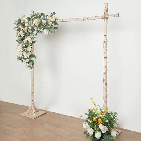 Efavormart 7.5ft Natural Birch Wood Square Wedding Arch, Rustic Arbor Photography Backdrop Stand Efavormart.com