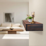 AZSKY Rustic Fireplace Mantel Shelf Floating Fireplace Mantel Dark Walnut 36 Inch Long Wall Mount Mantel for Fireplace Deep Wall Shelf Set of 1 with Invisible Wooden Bracket AZSKY