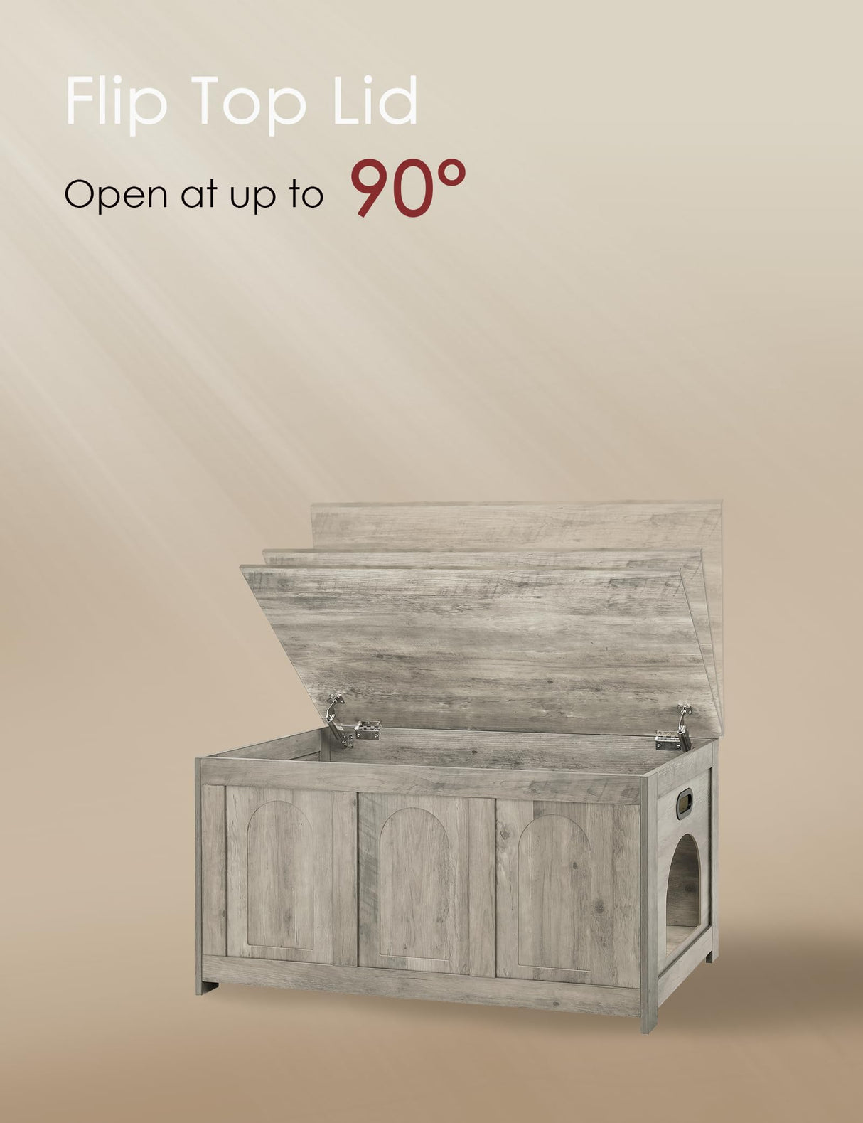 DINZI LVJ Cat Litter Box Enclosure, Flip Top Litter Box Furniture, Farmhouse Hidden Cat Washroom, Wooden Pet House, End Side Table, 39.4" L x 19.7" W x 19.7" H, Sturdy and Easy to Assemble, Gray Wash DINZI LVJ