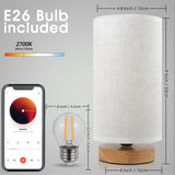 Small Bedside Night Table Lamp for Bedroom, Minimalist Nightstand Lamp with Round Fabric Linen Shade, Study Reading Desk Lamp for Kids Room, Living Room, College Dorm, Home, Office SEENSINY