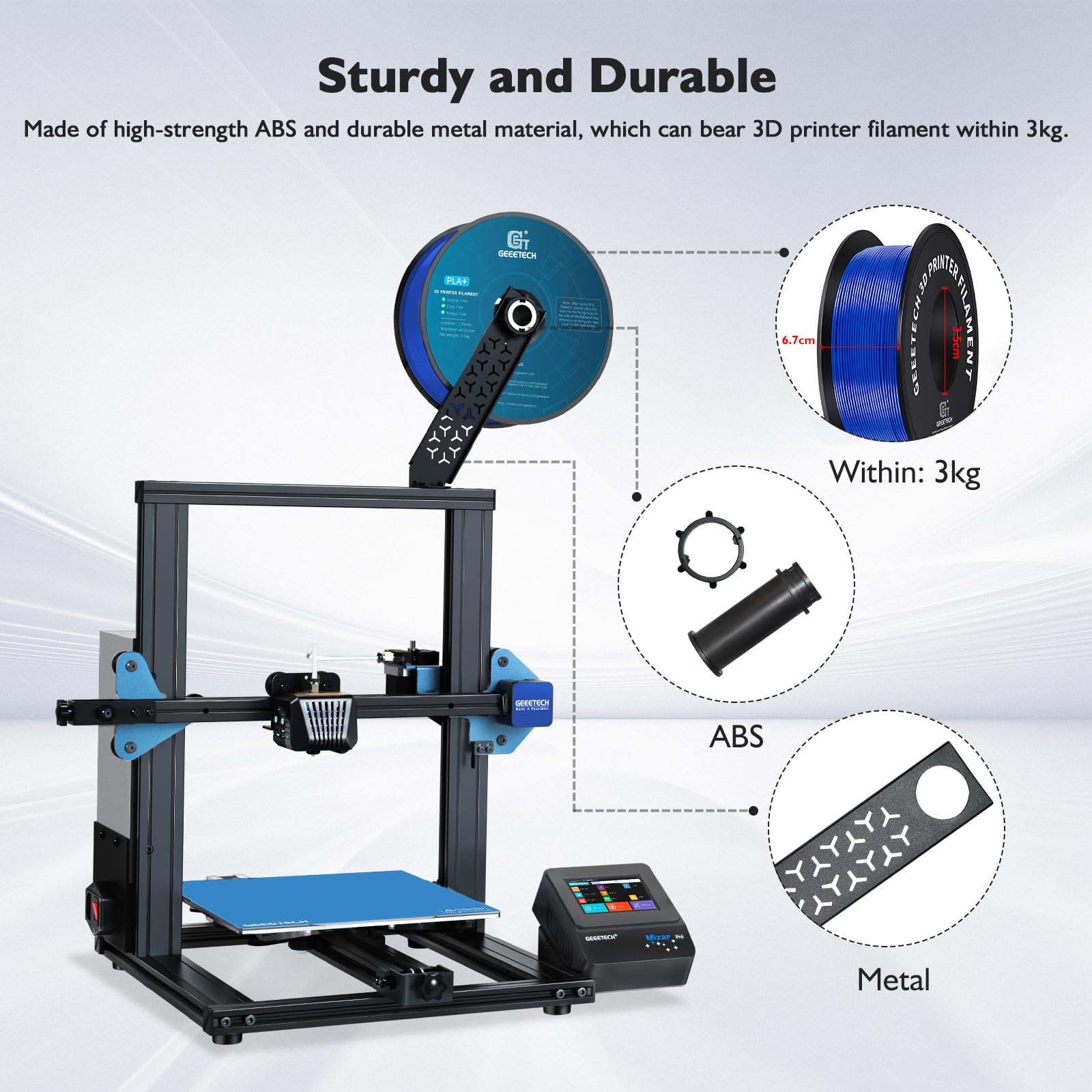 GEEETECH Metal+ABS Filament Spool Holder, 2Pcs, Bearing Weight Within 3KG, 3D Printer Filament Holder for Ender 3,Ender 3 V2, Ender 3 Pro, CR10, Ender 5 Gantry Structure 3D Printers with V Sl - WoodArtSupply