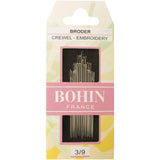 Bohin Crewel Embroidery Needles, Size 3/9, 15 Per Package Bohin