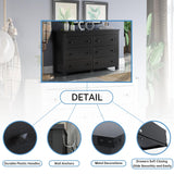 HUANLEGO Black Dresser for Bedroom with 6 Drawers, Modern Chest of Drawers, Wood Dressers Bedroom Furniture Wide Storage Drawers Dressers Organizer for Closet, Living Room, Hallway HUANLEGO