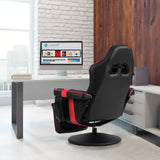 POWERSTONE Gaming Recliner Massage Gaming Chair with Footrest Ergonomic PU Leather Single Sofa with Cup Holder Headrest and Side Pouch, Adjustable Living Room Chair Seating, Red POWERSTONE
