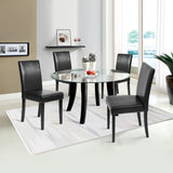 FDW Dining Chairs Set of 4,Dining Room Chairs,Side PU Cushion Chairs with Waterproof Surface and Wood Legs,for Kitchen Restaurant and Living Room,Leather Black FDW