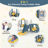 BIERUM Toddler Slide for Toddlers Age 1-3 with Basketball Hoop and Swing, Baby Slide for Kids Ideal Gift, Indoor Outdoor Backyard Playground Blue Yellow BIERUM