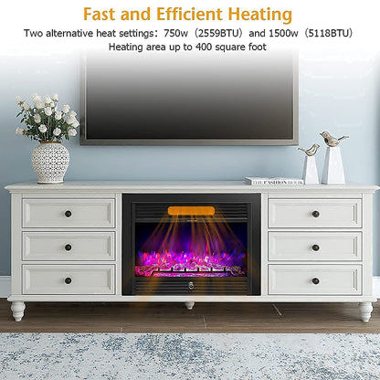 Giantex 28.5" Electric Fireplace Insert, Wall Recessed/Mounted, Freestanding Fireplace with Remote Control, 3 Color Adjustable Flames, 2 Modes Heat, 8 H Timer, 5 Brightness Settings, 750/1500W Heater