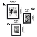 Americanflat 7 Pack Black Gallery Wall Frame Set - Includes One 11x14 Frame, Two 8x10 Frames, and Four 5x7 Frames - Picture Frames Collage Wall Decor with Shatter Resistant Glass and Hanging Hardware Americanflat