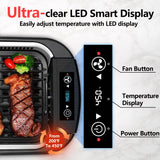 Indoor Grill, CUSIMAX Smokeless Grill Indoor, 1500W Electric Grill Griddle Korean BBQ Grill with LED Smart Display & Tempered Glass Lid, Non-stick Removable Grill Plate & Griddle Plate, Black CUSIMAX