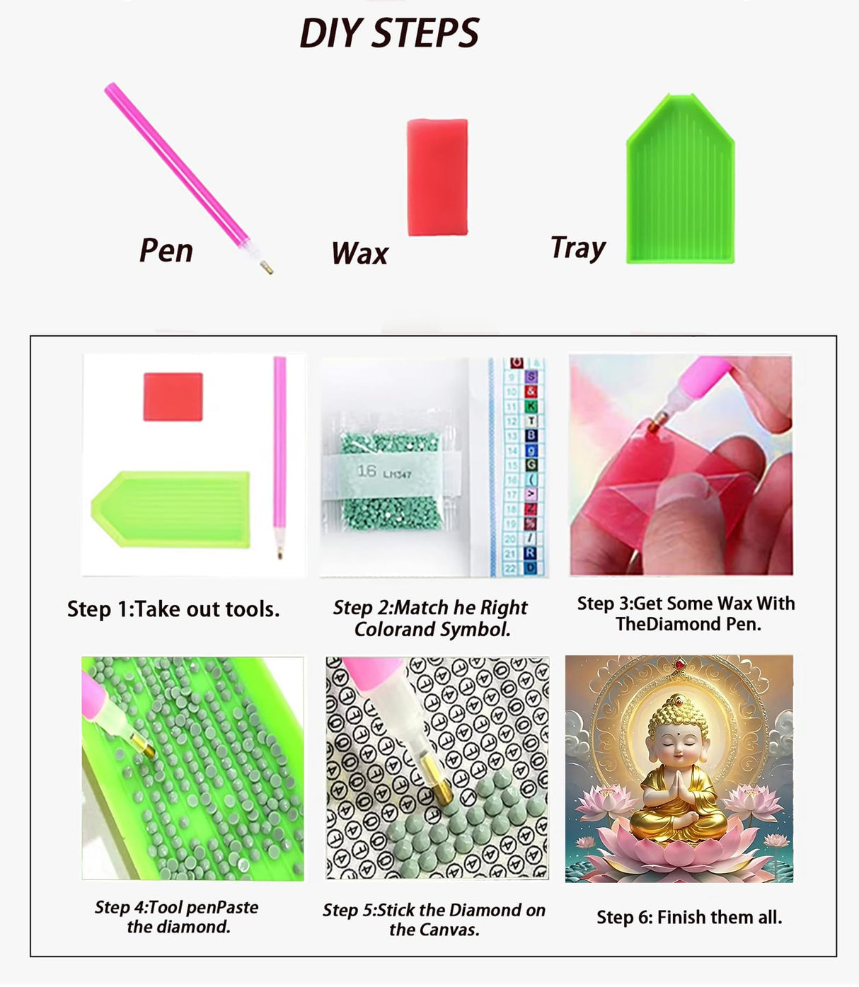 APTDYIGL 5D Lotus Buddha Diamond Painting Kits for Adults Beginner,DIY Buddhism Diamond Art Kits for Adults,Round Full Drill Diamond Dots with Gem Art Kits,Home Wall Decor 13.7X13.7inch APTDYIGL