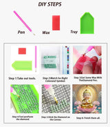 APTDYIGL 5D Lotus Buddha Diamond Painting Kits for Adults Beginner,DIY Buddhism Diamond Art Kits for Adults,Round Full Drill Diamond Dots with Gem Art Kits,Home Wall Decor 13.7X13.7inch APTDYIGL