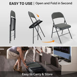 VINGLI 6 Pack Gray Folding Chairs with Padded Seats, Metal Frame with Comfortable Fabric Seat & Back, Capacity 350 lbs VINGLI
