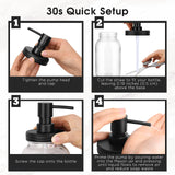 Watsango Mason Jar Soap Dispenser Set, Rustproof Plastic Lotion Pump and Lids Accessories for Regular Mouth Mason Jar and Farmhouse Kitchen Counter Decor- 4 Pack Black Watsango