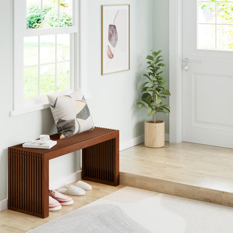 APRTAT Bamboo Dining Bench Indoor Long Entryway Shoe Rack Bench,Outdoor Modern Wood Benches 35 Inch Bamboo Bench for Living Room Hallway Bedroom Bathroom APRTAT