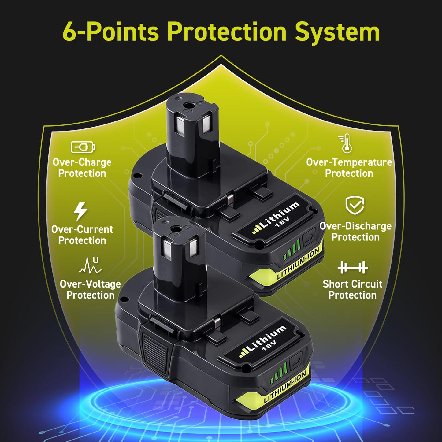 2Pack 3.5Ah 18V Battery Replacement Compatible with Ryobi 18V Battery for Ryobi Battery 18V Battery One Plus for Ryobi Lithium 18V Battery Replacement P102 P103 P104 P105 P107 P108 P109 Cordl - WoodArtSupply