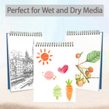 Crehatos Mixed Media Sketchbook 9" x 12", Top Spiral Bound Sketch Pad, 60 Sheets 98lb/160gsm Drawing Paper for Wet and Dry Media, 1 Pack Crehatos