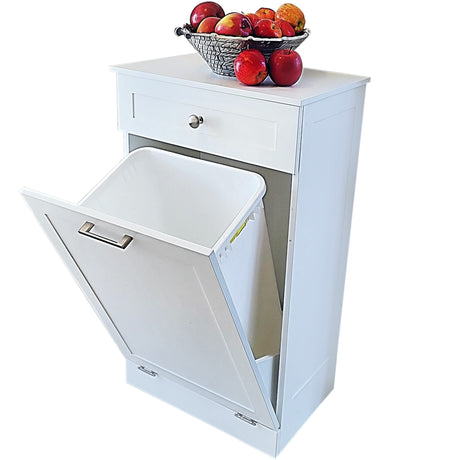 Northwood Calliger Tilt Out Trash Bin Cabinet or Laundry Hamper Solid Workmanship and New 2022 Design Cuts Assembly Time in Half! Hide Ugly Trash, add Countertop Space, Keep Pets Out! Northwood Calliger