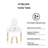Le Toy Van - Wooden Vanity Table with Vanity Mirror and Vanity Chair - Bedroom Furniture - Victorian Style Oval Dressing Table Mirror - Desk with Le Toy Van