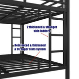 TSAMPA Latest Upgraded & Stronger Heavy Duty Black Metal Bunk Bed Frame Queen Over King Size, Thickened Safer More Stable Bunkbed King Bunk Bed (Easier to Assemble) (Queen Over King) TSAMPA