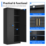 Pantry Cabinet, 71 Inch Tall Kitchen Storage Cabinet, Metal Pantry Cabinet with Doors and Adjustable Shelves, Black Food Cupboard Freestanding Cabinet for Living&Dinning Room-Assembly Required Polup