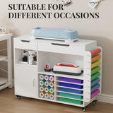 Craft organization and storage Cart Compatible with Cricut Machine, Rolling Craft Organizer With lDual Drawers & Cabinet Door, Vinyl Roll Holder, and Spacious Compartments (Extra Large) CXQ