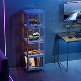 MoNiBloom 55" Tall Slim Narrow Clear Cabinet With Acrylic Door - Curio Display Case, Corner Shelves for Collection, Gray MoNiBloom