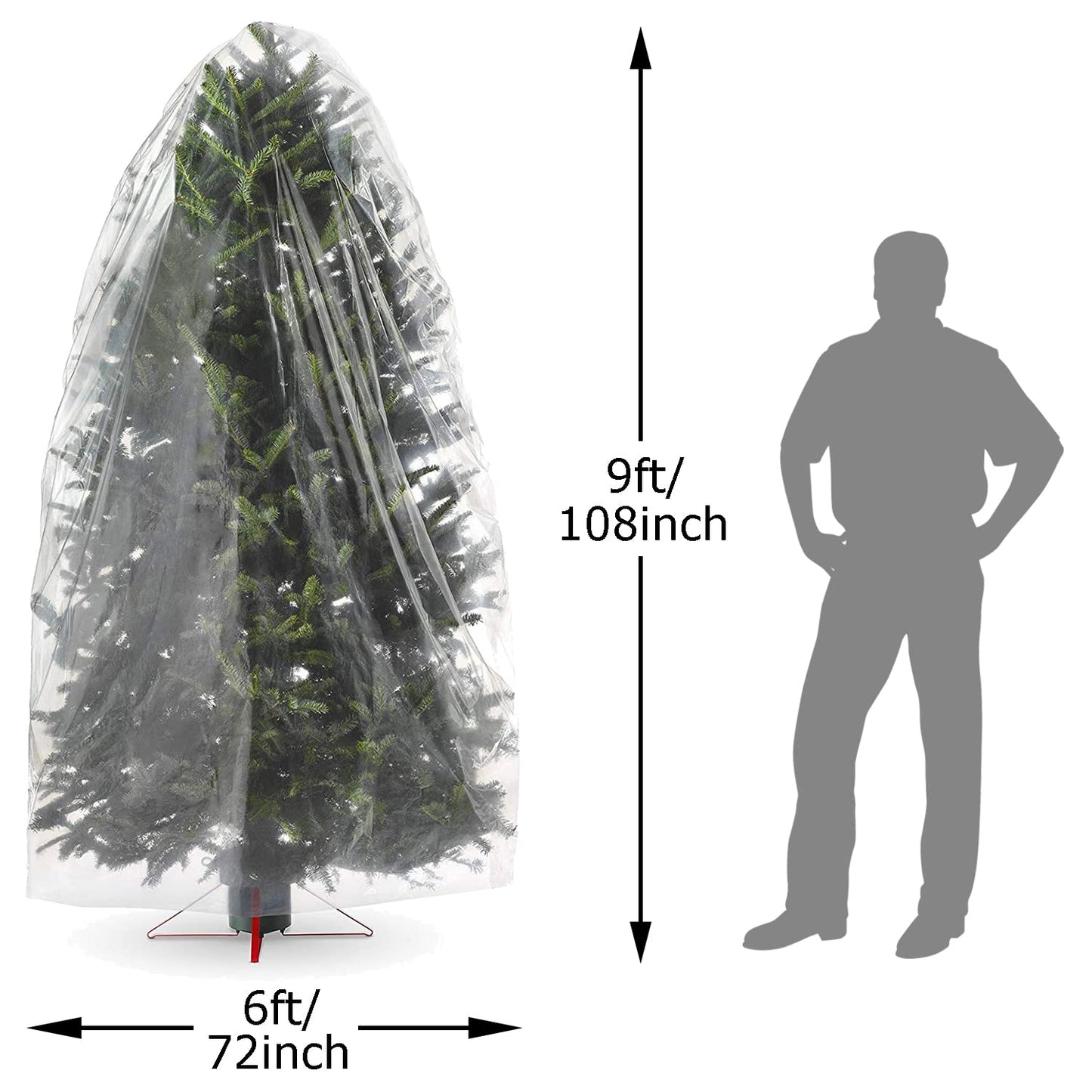 VICMORE Clear Christmas Tree Removal Bag 144-Inch Circumference by 108-Inch Tall Christmas Tree Storage Bag Tree Disposal Bag Suitable for Trees up to 9 Feet Tall