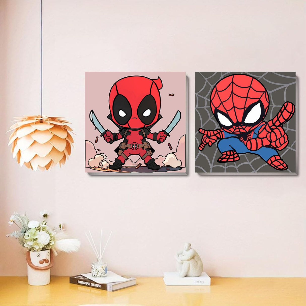 Sretoul 4 Pack Paint by Numbers Kit for Kids with Frame- Cartoon Painting Kits for Kids Ages 4-8, Cartoon Paint by Numbers with Frame 8x8 Inch Sretoul