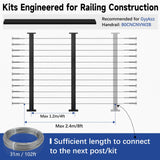 Gyykzz 2 Pack One-Stop Cable Railing Post Kits, 42" Fixed Top Level Drilled Line Post, Cable Railing System Including 2 Railing Post, 102ft Cable, 24 Terminal, 48 Cable Grommets (No Handrail) Gyykzz