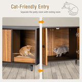 PETSITE Cat Litter Box Enclosure, Wooden Litter Box Cabinet with Divider, Scratching Pad & Metal Legs, Litterbox Enclosure Furniture with Double Doors, Hidden Litter Box, 35.5 x 20 x 20 inch PETSITE