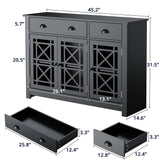 Cozy Castle Modern Buffet Cabinet with Drawers, Wood Sideboard Buffet Cabinet with 3 Acrylic Glass Doors, Freestanding Bar Cabinet, Black Cozy Castle