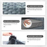 Lviden 7 Piece Wicker Patio Furniture Sets Outdoor Conversation Set, PE Rattan Sectional Sofa Couch with Fire Pit Table and Non-Slip Grey Cushions, Furniture Covers Included Lviden