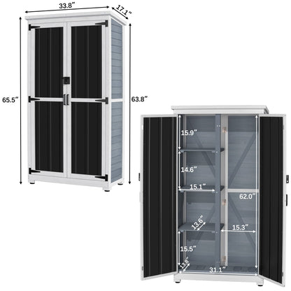 GDLF Outdoor Storage Cabinet Wood & Metal Garden Shed with Waterproof Roof and Sturdy Lockable Doors 66" - WoodArtSupply